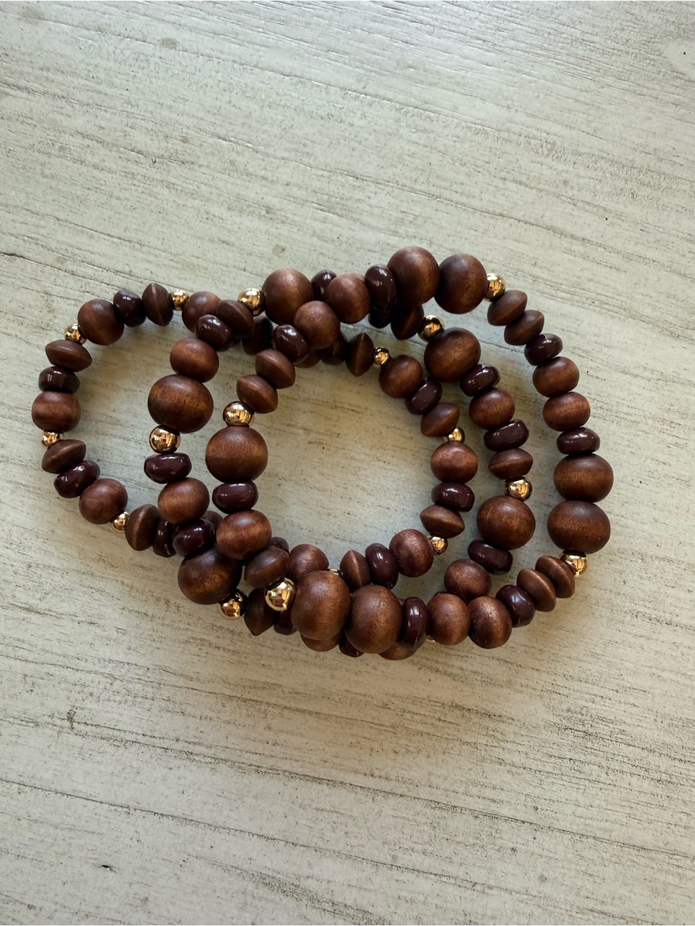 Park Lane Driftwood Brown Wooden Bead Stretch Bracelet Set